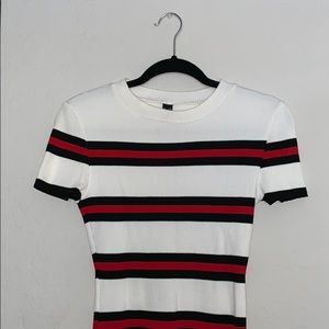 Multi color striped dress.